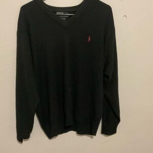 Ralph Lauren Vintage Cashmere Black V-Neck Sweater